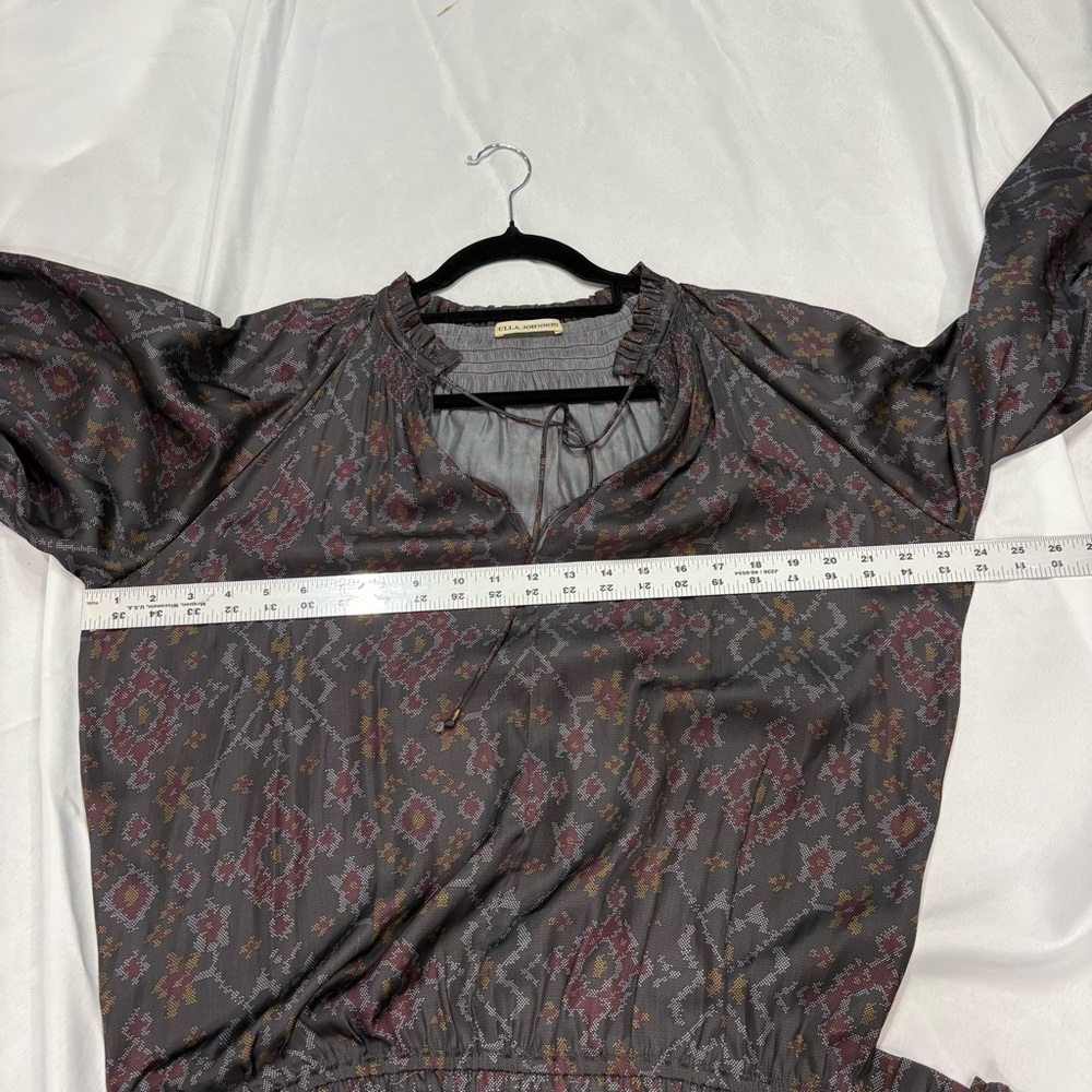 Ulla Johnson Piera Dress in Batik Geometric Printed Long Sleeve Peasant Dress - Picture 5 of 10
